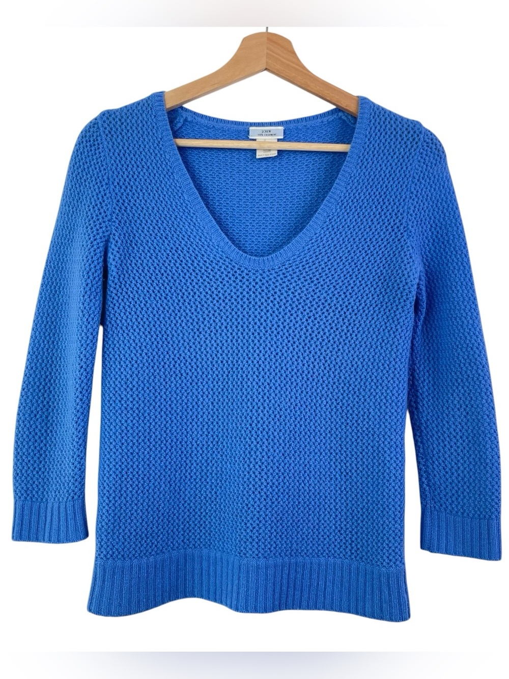 J. Crew Women’s Blue Cashmere V-Neck Lightweight Pullover Knit Sweater Size XS
